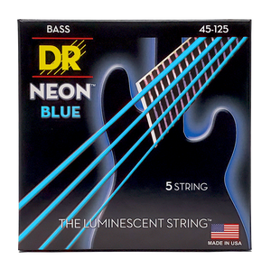 DR HI-DEF NEON NBB5-45 Blue Colored Bass Guitar Strings: 5-String Medium 45-125