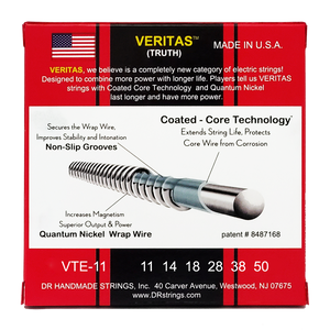 DR VERITAS VTE-11 Coated Core Technology Electric Guitar Strings: Heavy 11-50