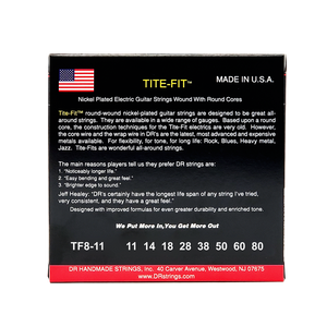 DR TITE-FIT TF8-11 Nickel Plated Electric Guitar Strings: 8-String Heavy 11-80