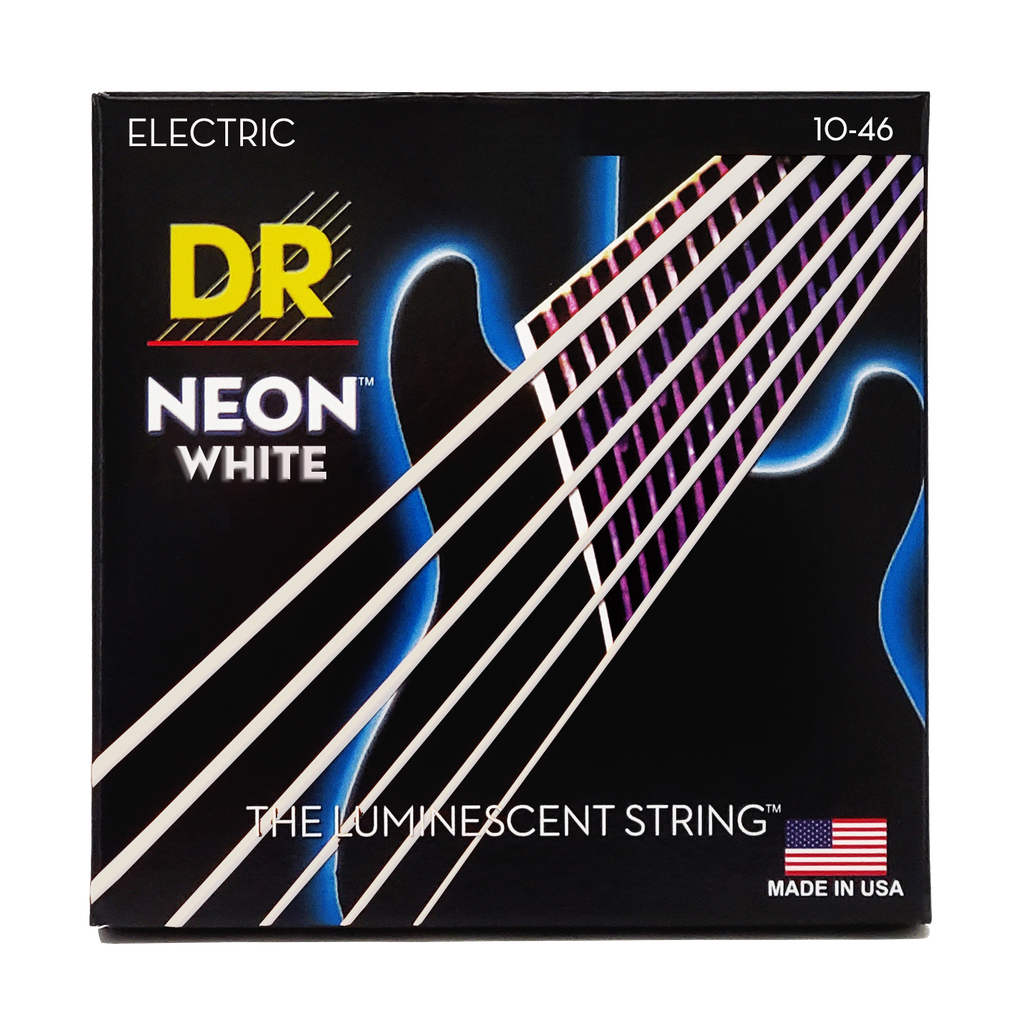 DR HI-DEF NEON NWE-10 WHITE Colored Electric Guitar Strings: Medium 10-46