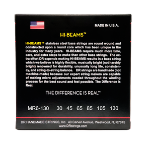 DR HI-BEAM MR6-130 Stainless Steel Bass Guitar Strings: 6-String Medium to Heavy 30-130