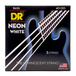 DR HI-DEF NEON NWB5-40 White Colored Bass Guitar Strings: 5-String Light 40-120