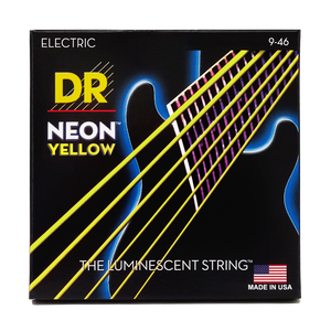 DR HI-DEF NEON NYE-9/46 YELLOW Colored Electric Guitar Strings: Light to Medium 9-46