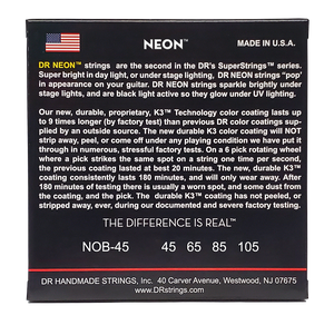 DR HI-DEF NEON NOB-45 Orange Colored Bass Guitar Strings: Medium 45-105