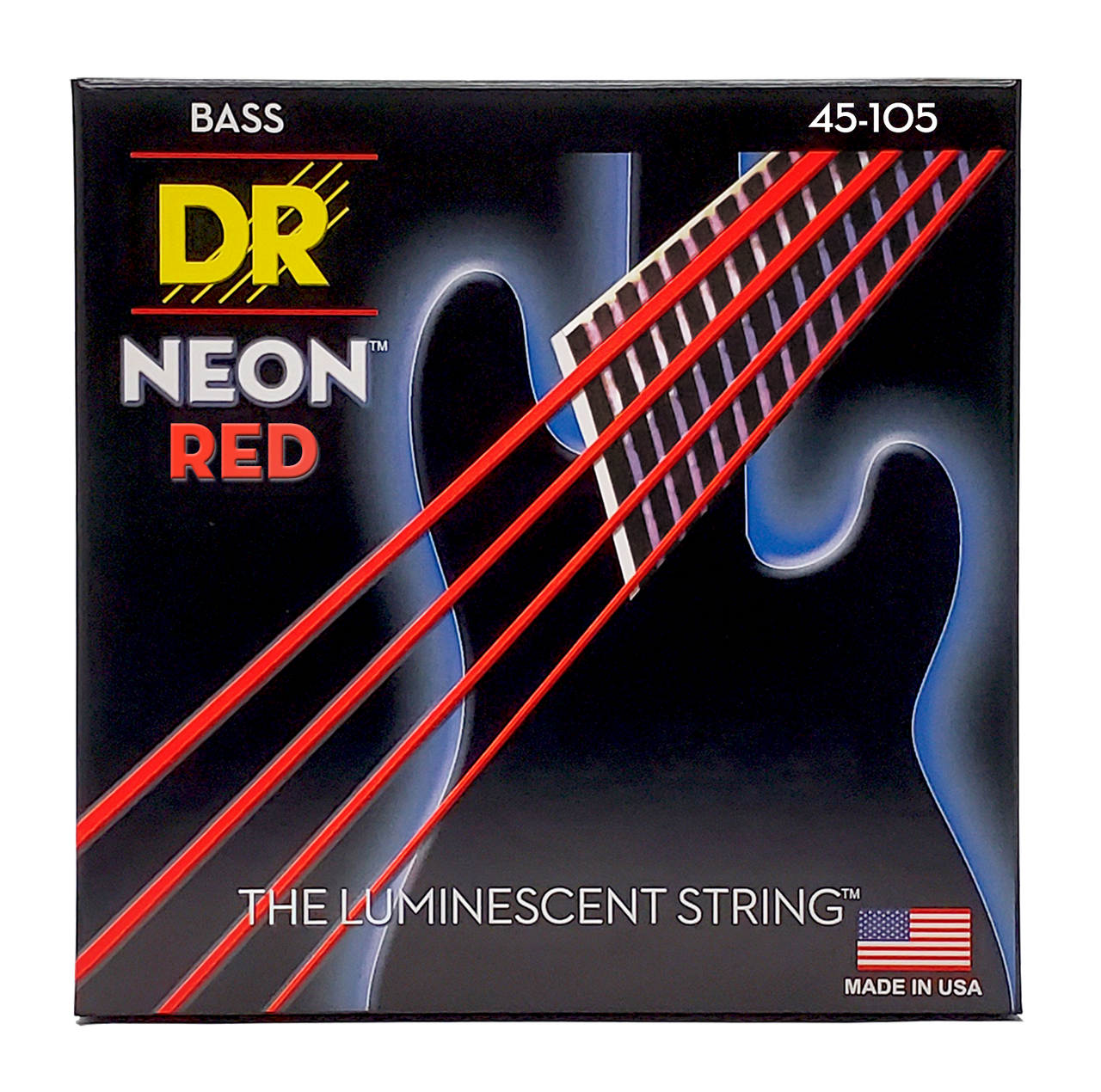 DR HI-DEF NEON NRB-45 Red Colored Bass Guitar Strings: Medium 45-105