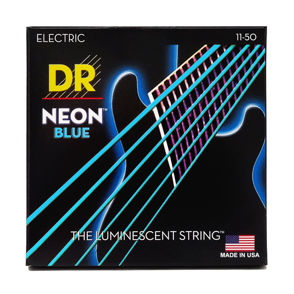 DR HI-DEF NEON NBE-11 BLUE Colored Electric Guitar Strings: Heavy 11-50