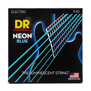 DR HI-DEF NEON NBE-11 BLUE Colored Electric Guitar Strings: Heavy 11-50