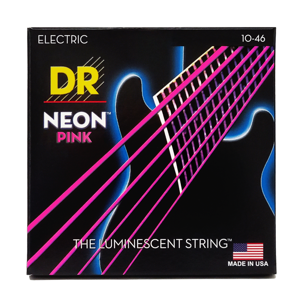 DR HI-DEF NEON NPE-10 PINK Colored Electric Guitar Strings: Medium 10-46