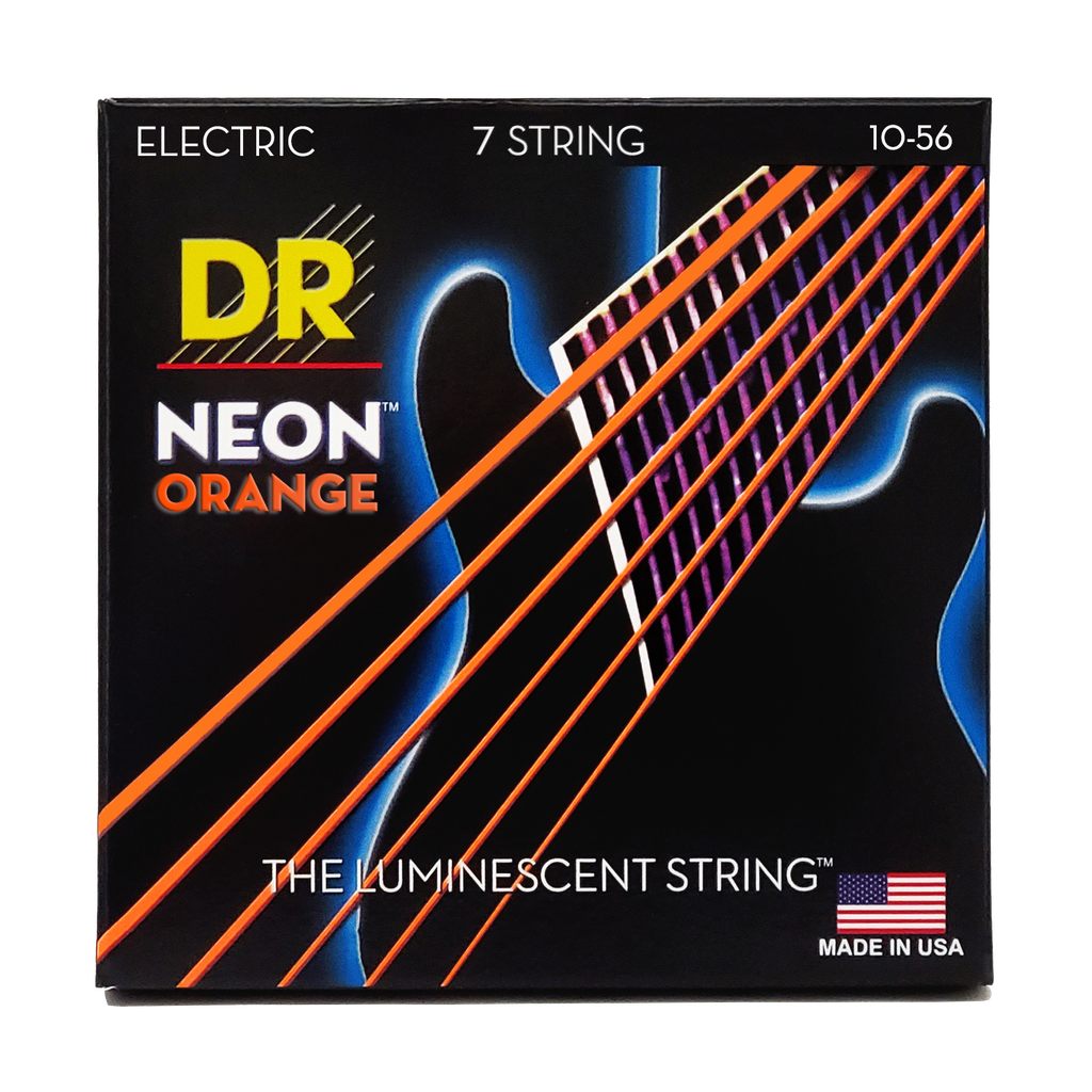 DR HI-DEF NEON NOE7-10 ORANGE Colored Electric Guitar Strings: 7-String Medium 10-56