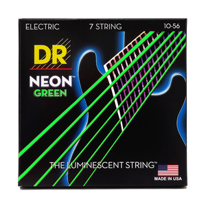 DR HI-DEF NEON NGE7-10 GREEN Colored Electric Guitar Strings: 7-String Medium 10-56