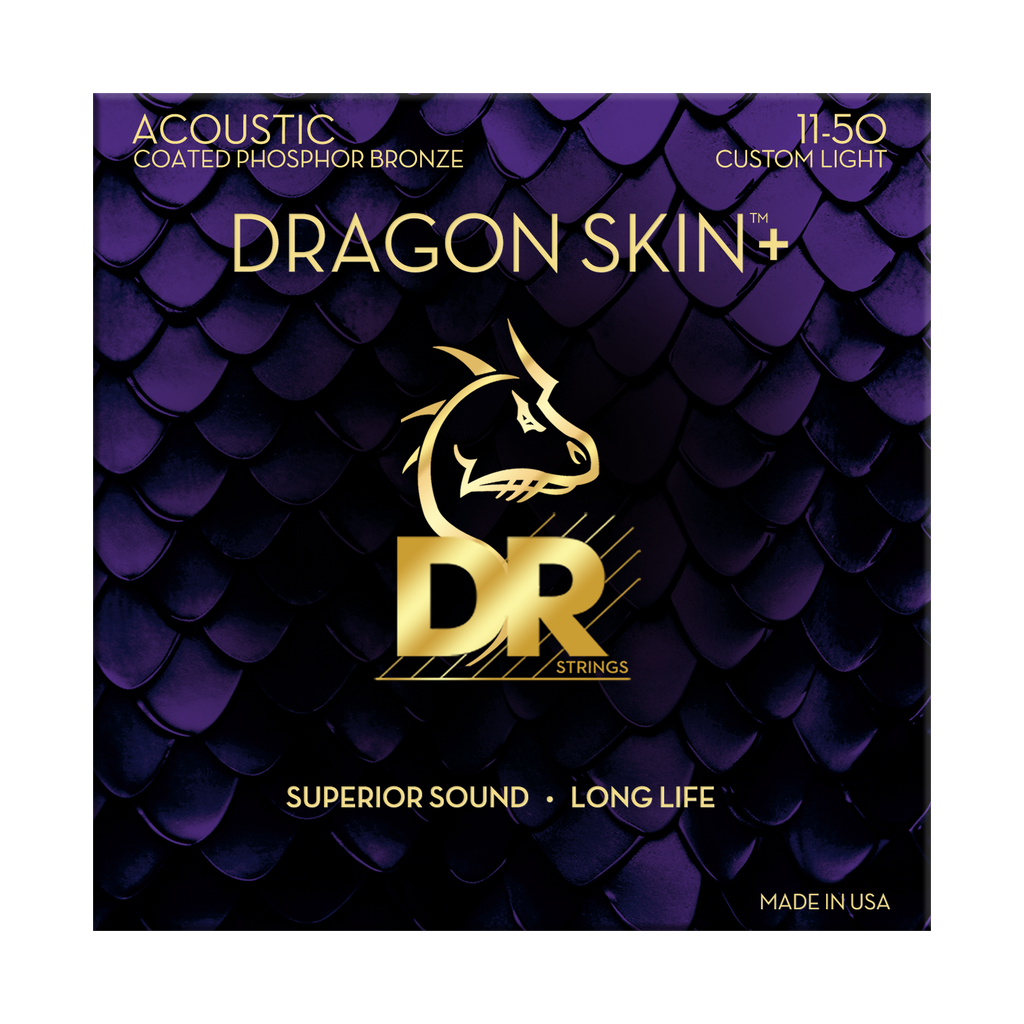 DR Dragon Skin+ DAP-11 Phosphor Bronze Acoustic Guitar Strings: 11-50