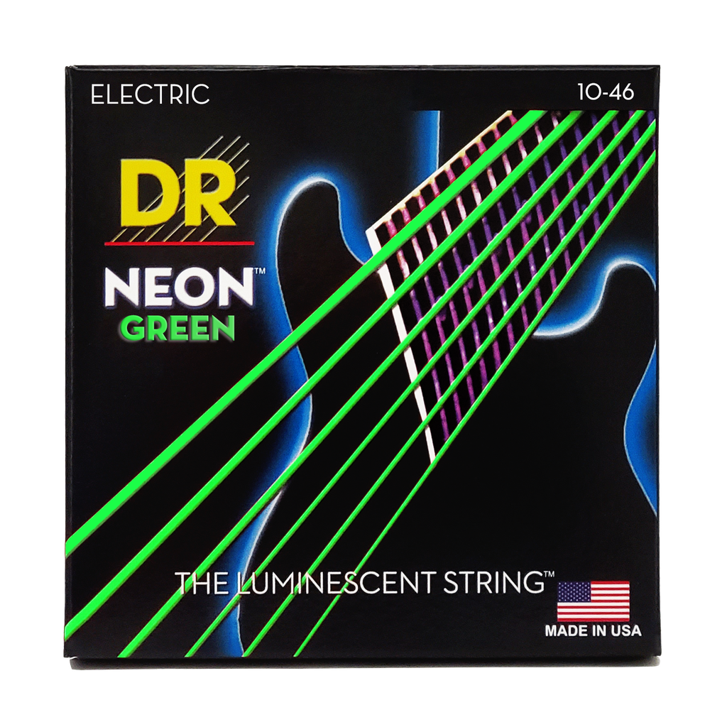 DR HI-DEF NEON NGE-10 GREEN Colored Electric Guitar Strings: Medium 10-46