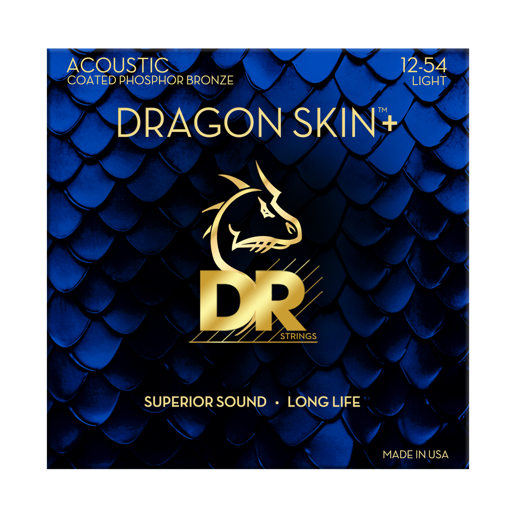 DR Dragon Skin+ DAP-12 Phosphor Bronze Acoustic Guitar Strings: 12-54