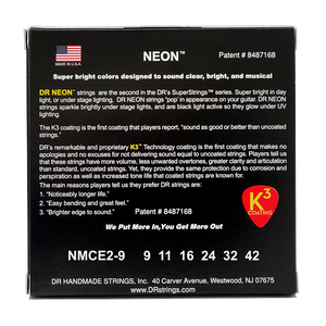 DR HI-DEF NEON NMCE-2/9 MULTI-COLOR Colored Electric Guitar Strings: Light 9-42 (2-Pack)