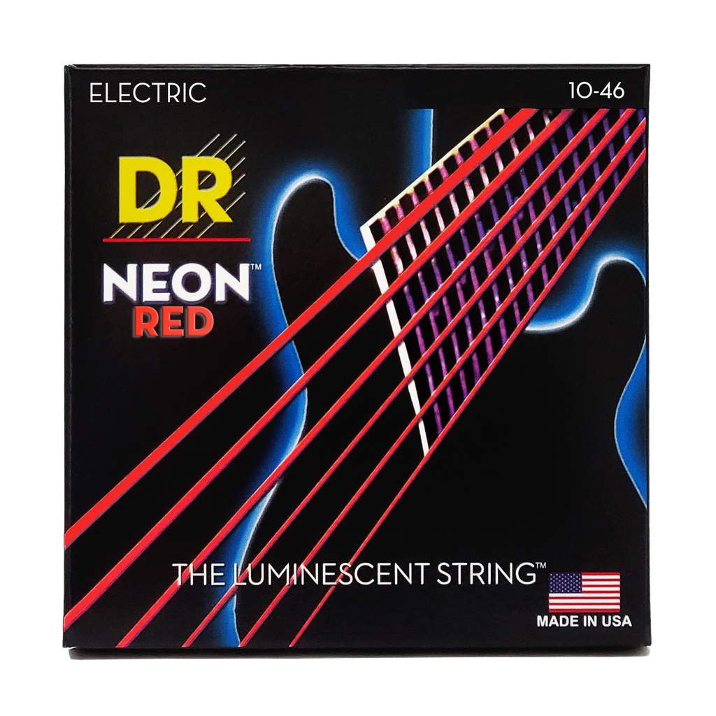 DR HI-DEF NEON NRE-10 RED Colored Electric Guitar Strings: Medium 10-46