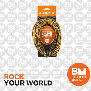 Armour GW20G Guitar Lead 6m 20ft  Instrument Cable - Woven Gold Rope