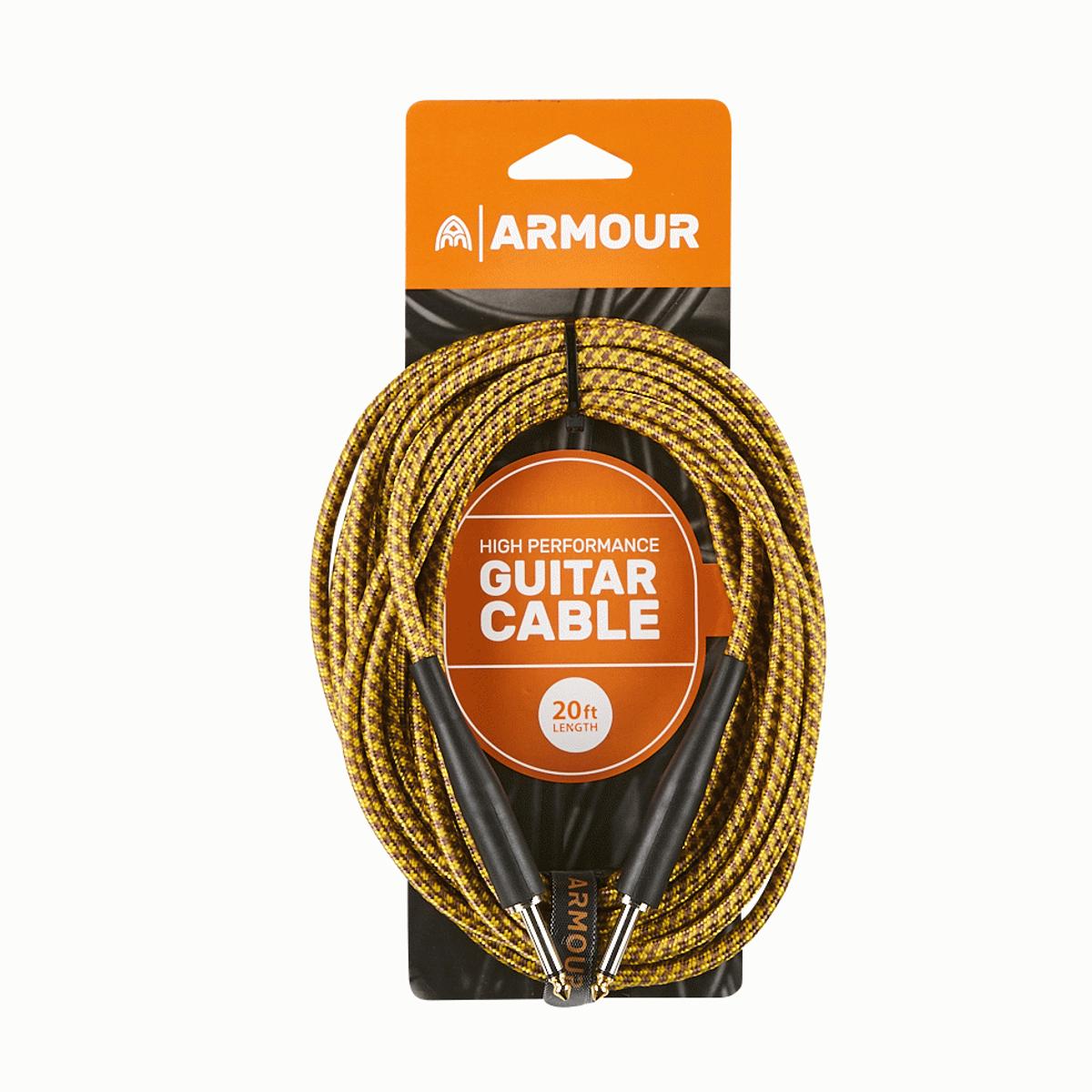 Armour GW20G Guitar Lead 6m 20ft  Instrument Cable - Woven Gold Rope