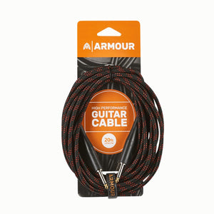 Armour GW20R 20ft Guitar Lead Woven Red Stripe