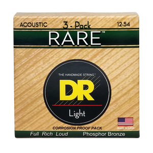 3 Pack DR RARE RPM-12-3PK Phosphor Bronze Acoustic Guitar Strings: Light 12-54