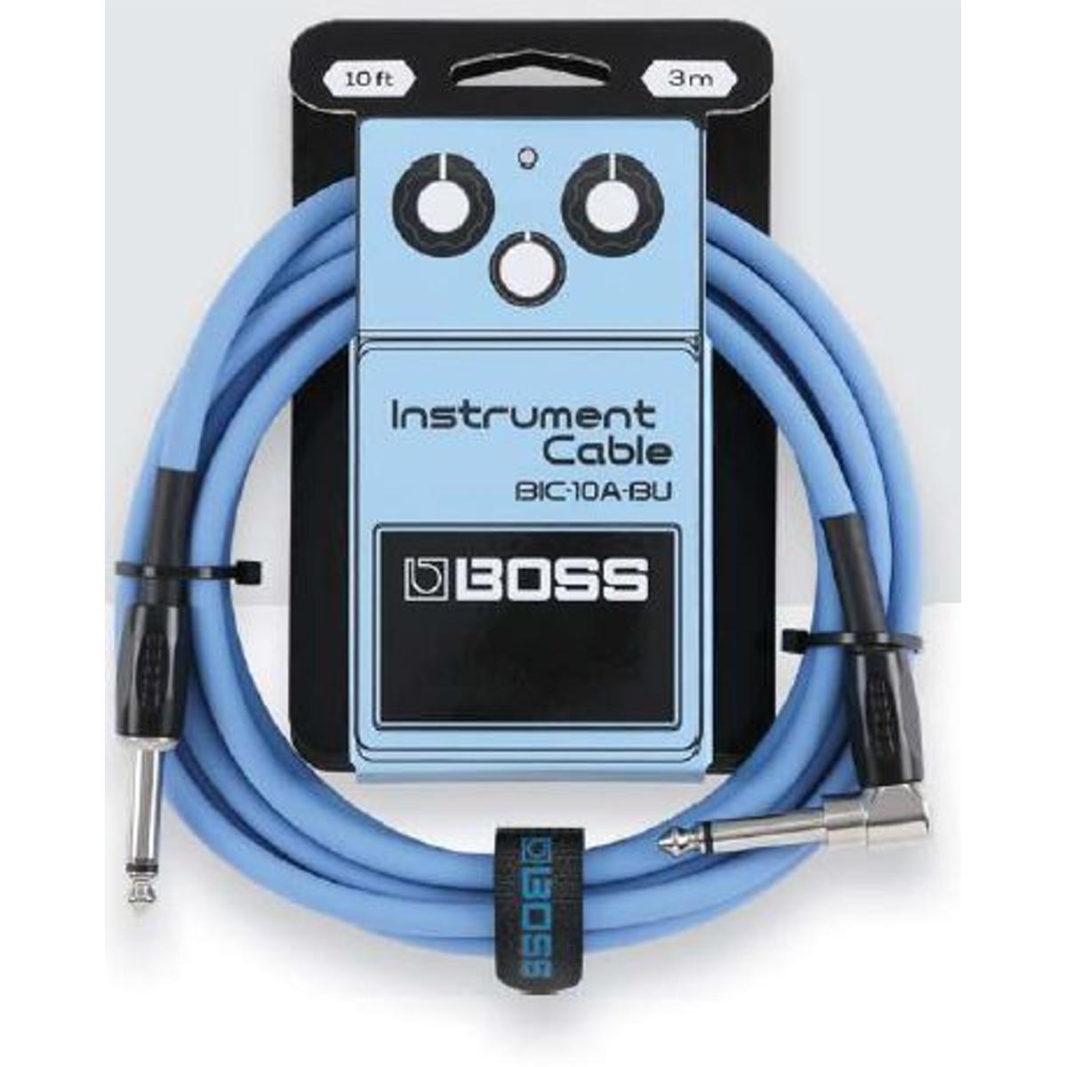 Boss BIC-10A-BU Guitar Cable Coloured Instrument Lead 10ft 3m Straight-Angled - Blue