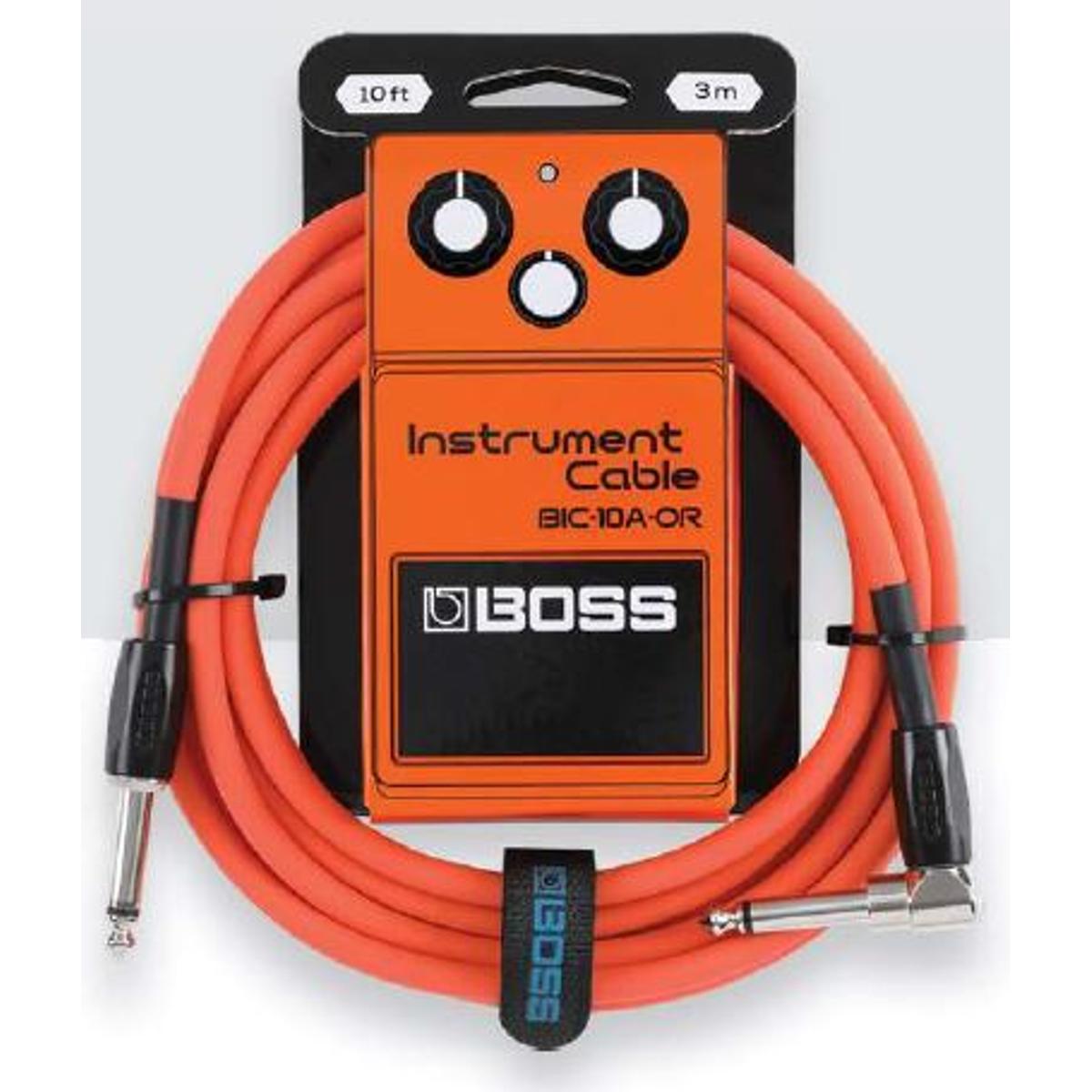 Boss BIC-10A-OR Guitar Cable Coloured Instrument Lead 10ft 3m Straight-Angled - Orange