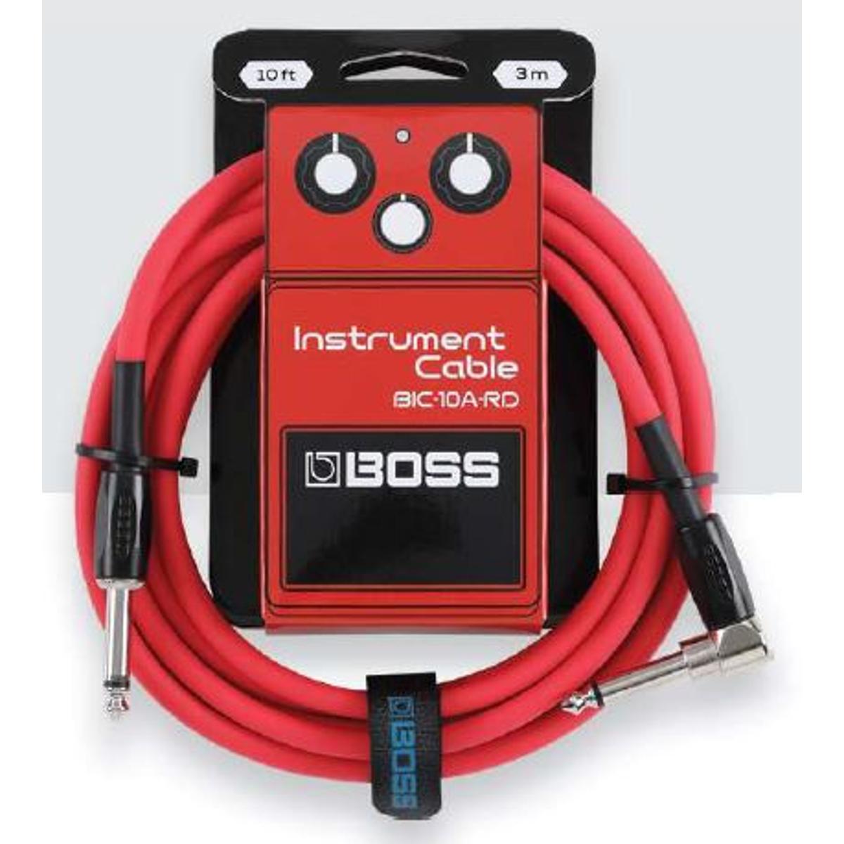 Boss BIC-10A-RD Guitar Cable Coloured Instrument Lead 10ft 3m Straight-Angled - Red