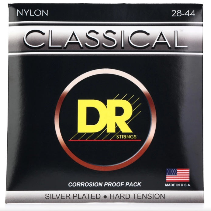 DR Classical Nylon CN-H Silver-Plated Nylon Classical Guitar Strings: Hard Tension 28-44