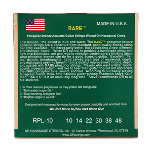 DR RARE RPL-10 Phosphor Bronze Acoustic Guitar Strings: Extra Light 10-48