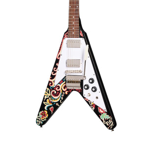 Epiphone Jimi Hendrix Signature Love Drops Flying V Electric Guitar Ebony w/ Case - ECJHFVEBNH3