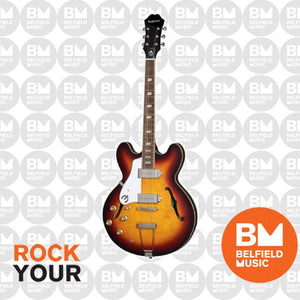 Epiphone Casino Electric Guitar Semi-Hollow Left Handed Vintage Sunburst w/ Gig Bag - EOCAVSNH1L