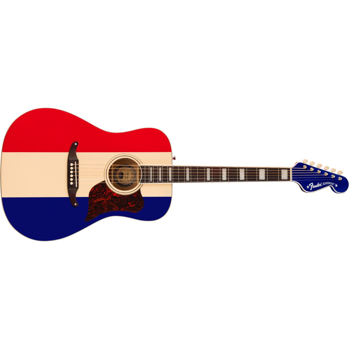 Fender Buck Owens Kingman Acoustic Guitar Red, White & Blue w/ Signature HardCase - 0971712398