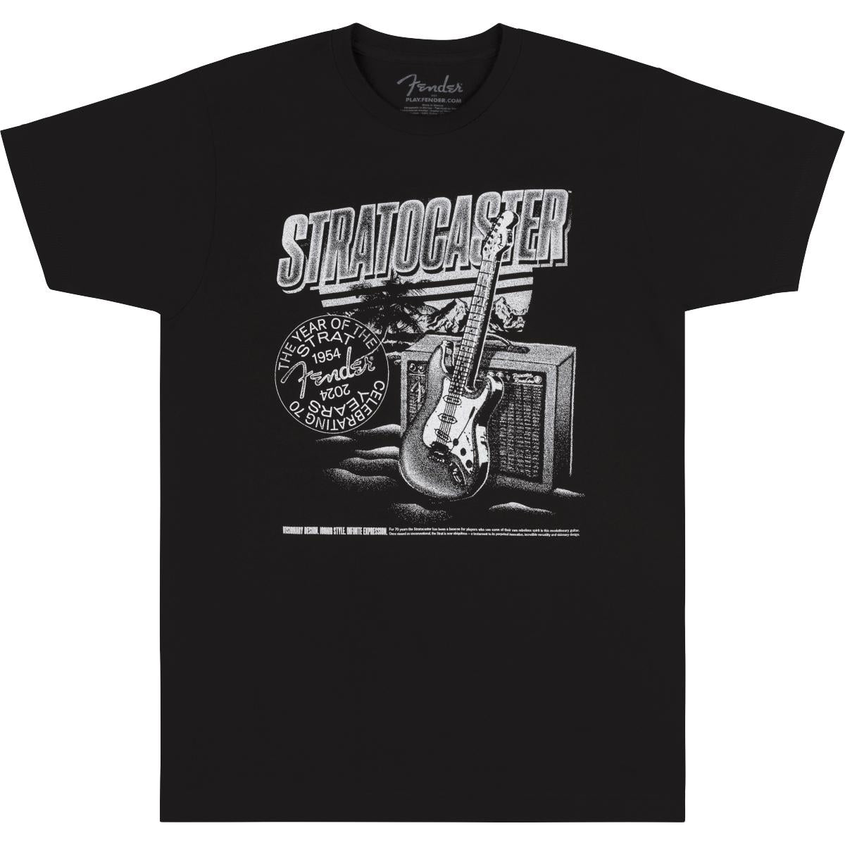 Fender Fender Stratocaster 70th Anniversary Tee T-Shirt Black S Small - 9101292397