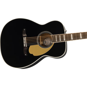 Fender Malibu Vintage Acoustic Guitar Black w/ Gold Pickguard - 0971022306