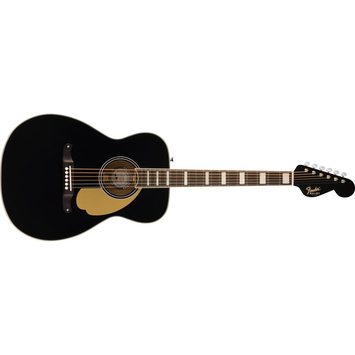 Fender Malibu Vintage Acoustic Guitar Black w/ Gold Pickguard - 0971022306