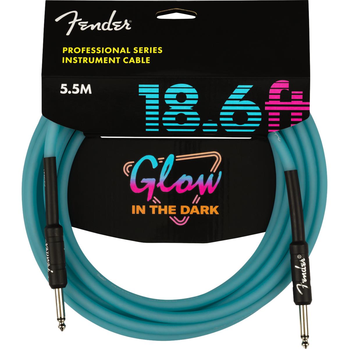 Fender Professional Glow in the Dark Guitar Cable Blue 5.5m (18.6ft) - 0990818108