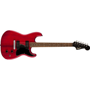 Fender Squier Paranormal Strat-O-Sonic Electric Guitar Crimson Red Transparent w/ Black Pickguard - 0377035538