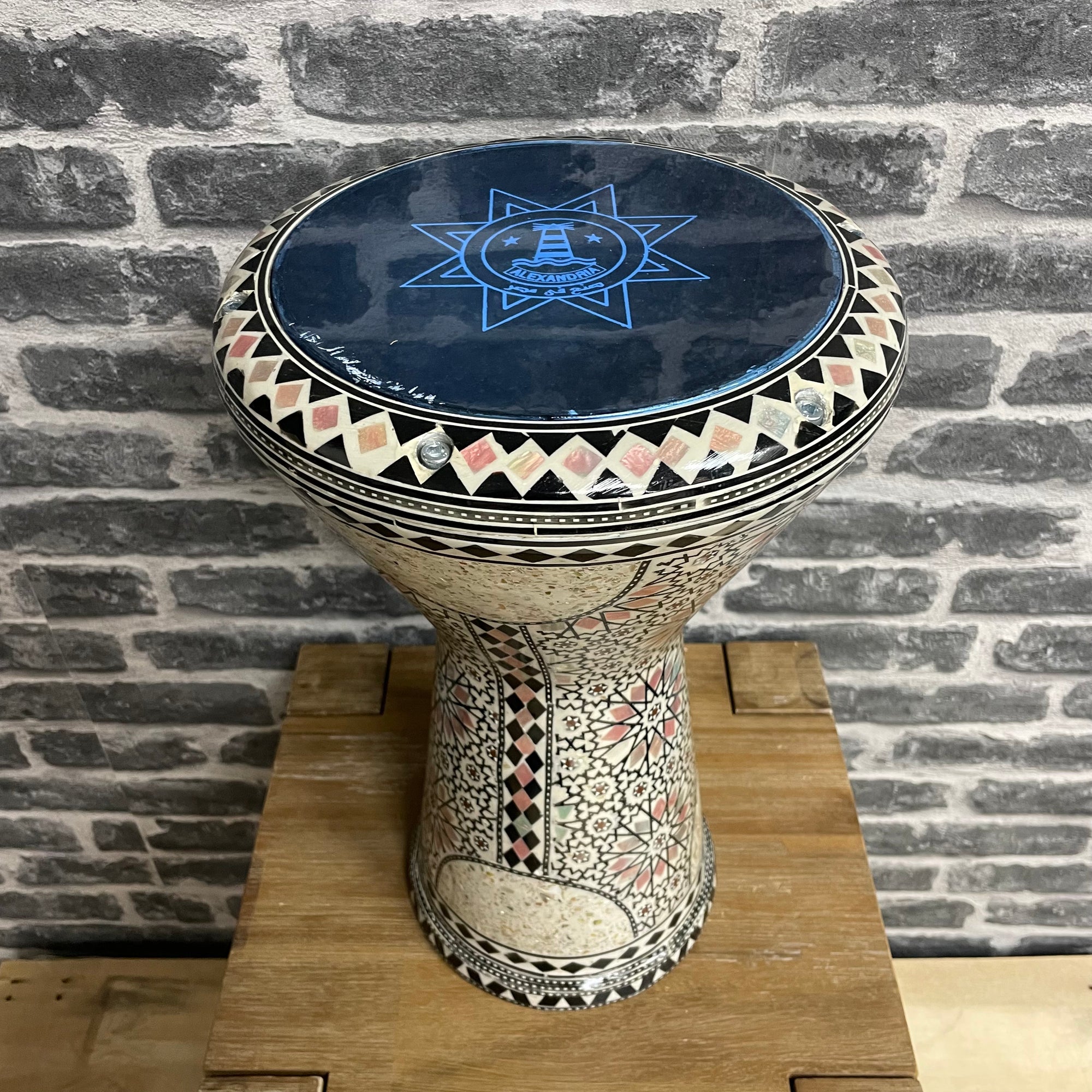 Lebanese Darbuka Ceramic Style Drum 17inch x 9 inch w/ Bag - Made in Egypt