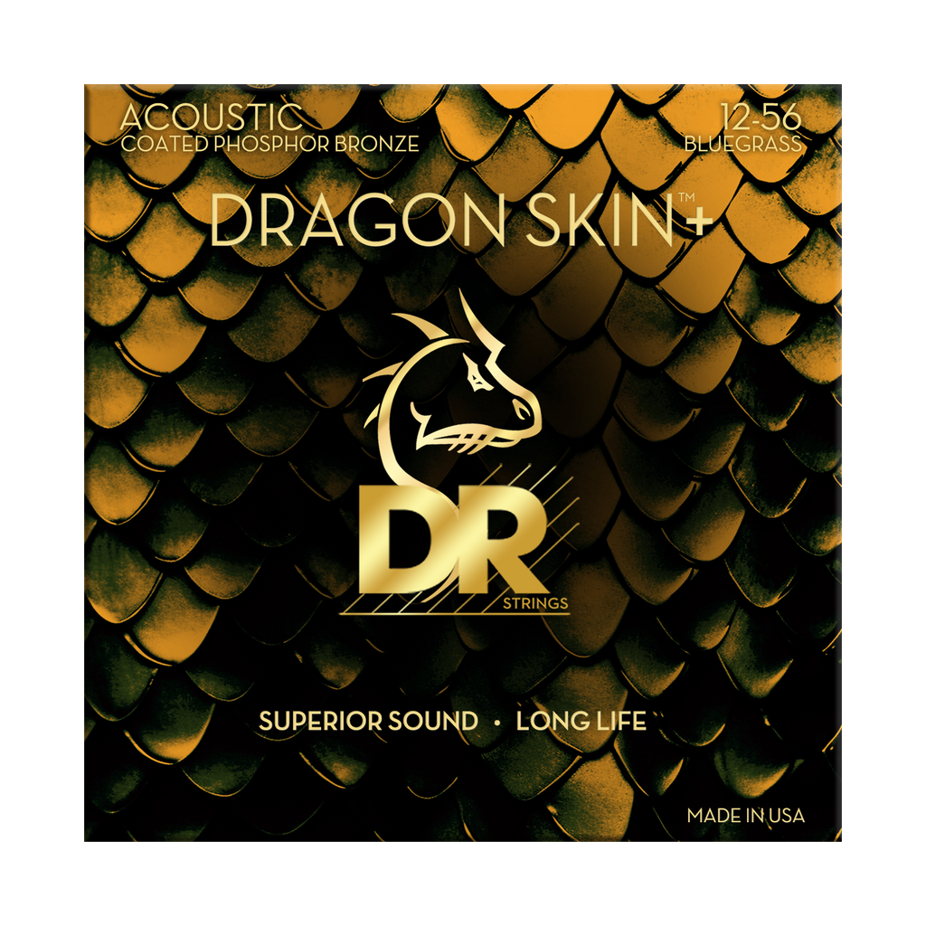 DR Dragon Skin+ DAP-12/56 Phosphor Bronze Acoustic Guitar Strings: 12-56