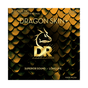 DR Dragon Skin+ DAP-12/56 Phosphor Bronze Acoustic Guitar Strings: 12-56