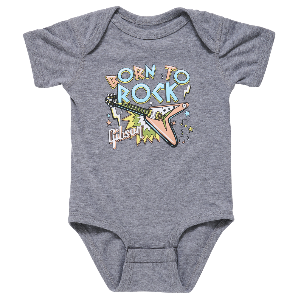 Gibson Born To Rock Baby Onesie Gray 6/12M