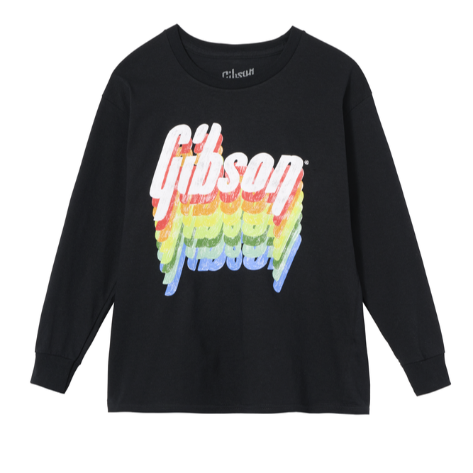 Gibson Kids Rainbow Logo Longsleeve T-Shirt Black Large