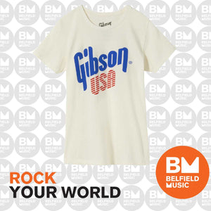 Gibson USA Womens T-Shirt Vintage White 2XL