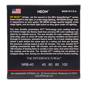 DR HI-DEF NEON NRB-40 Red Colored Bass Guitar Strings: Light 40-100