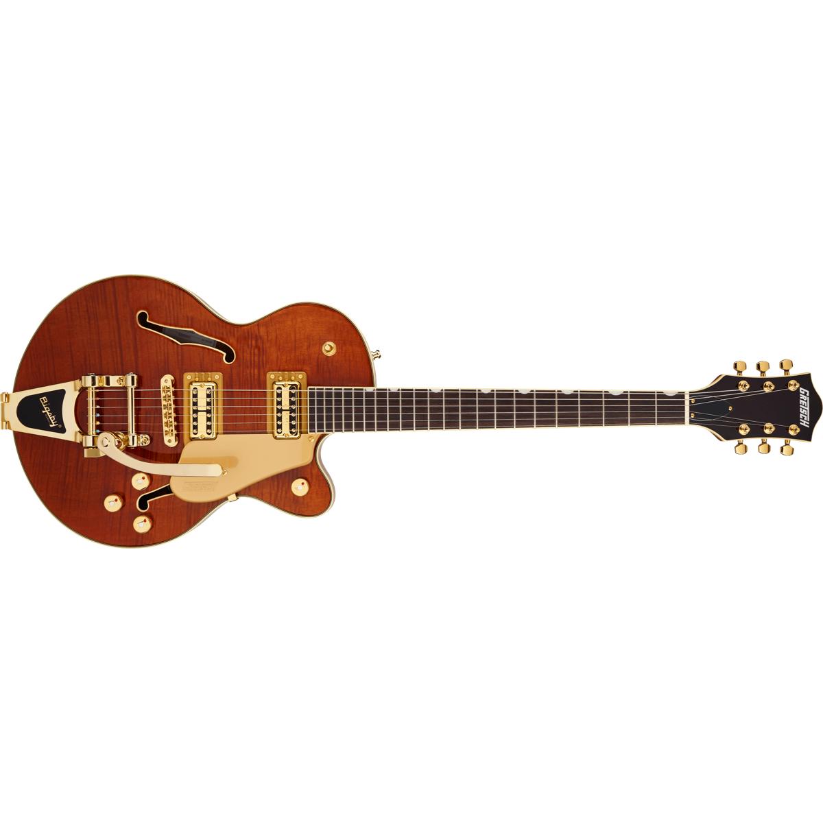 Gretsch Electromatic Limited Edition Flame Okoume Broadkaster Jr. Single -Cut Electric Guitar Roundup Orange w/ Bigsby - 2509730523