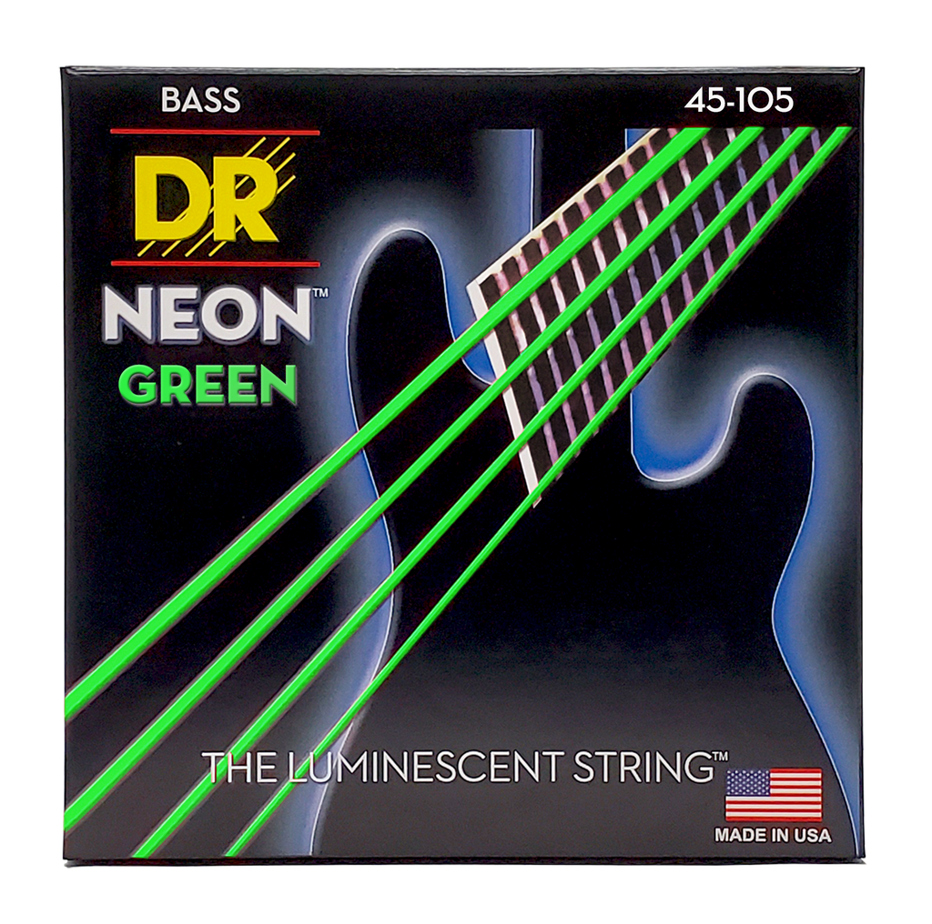 DR HI-DEF NEON NGB-45 Green Colored Bass Guitar Strings: Medium 45-105