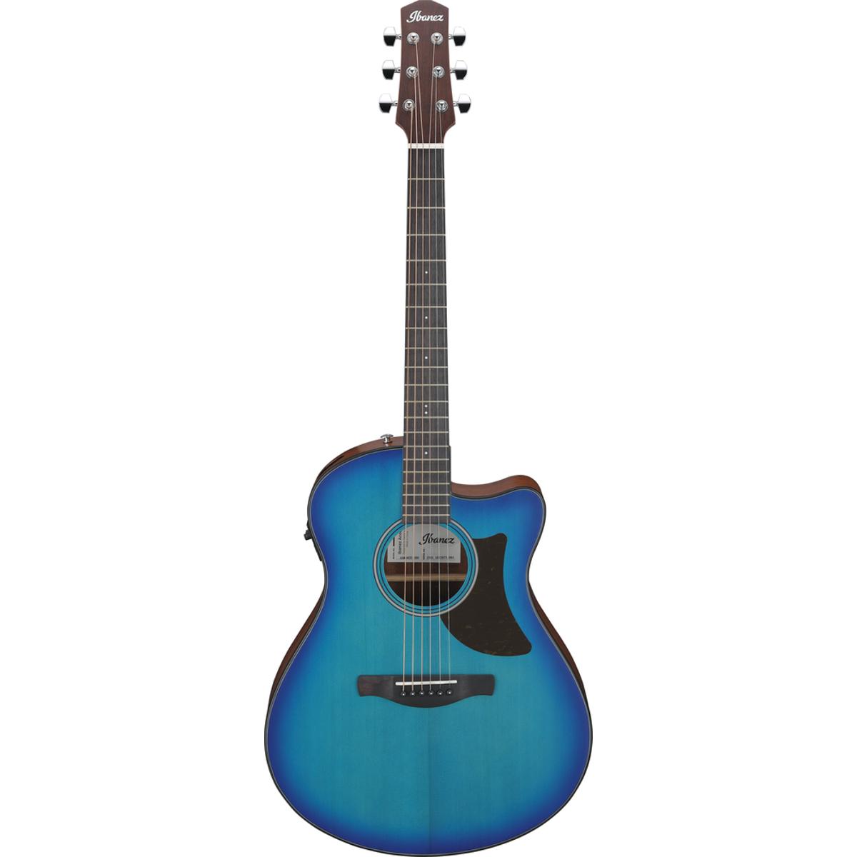 Ibanez AAM50CE Acoustic Guitar Sapphire Blue Burst Open Pore Top w/ Natural Back & Sides