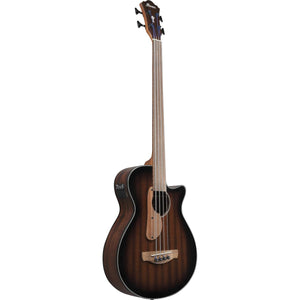 Ibanez AEGB24FEMHS Fretless Acoustic Bass Guitar Mahogany Sunburst High Gloss w/ Pickup & Cutaway