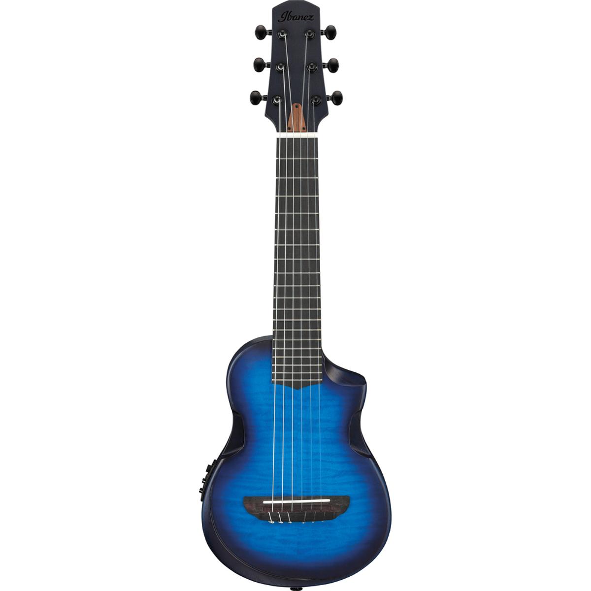 Ibanez AUP10FMNE Ukulele Transparent Blue Sunburst Open Pore Uke w/ Bag