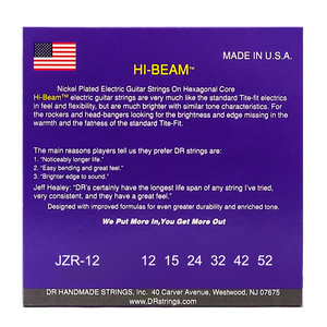 DR HI-BEAM JZR-12 Nickel Plated Electric Guitar Strings: Extra Heavy 12-52