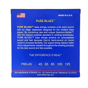 DR PURE BLUES PB5-45 Quantum Nickel Bass Guitar Strings: 5-String Medium 45-125